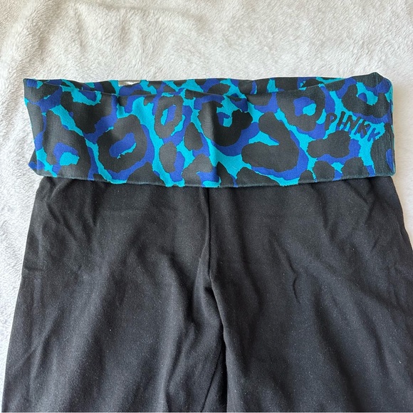 Victoria's Secret PINK vintage black and blue leopard print fold over leggings - Picture 3 of 5